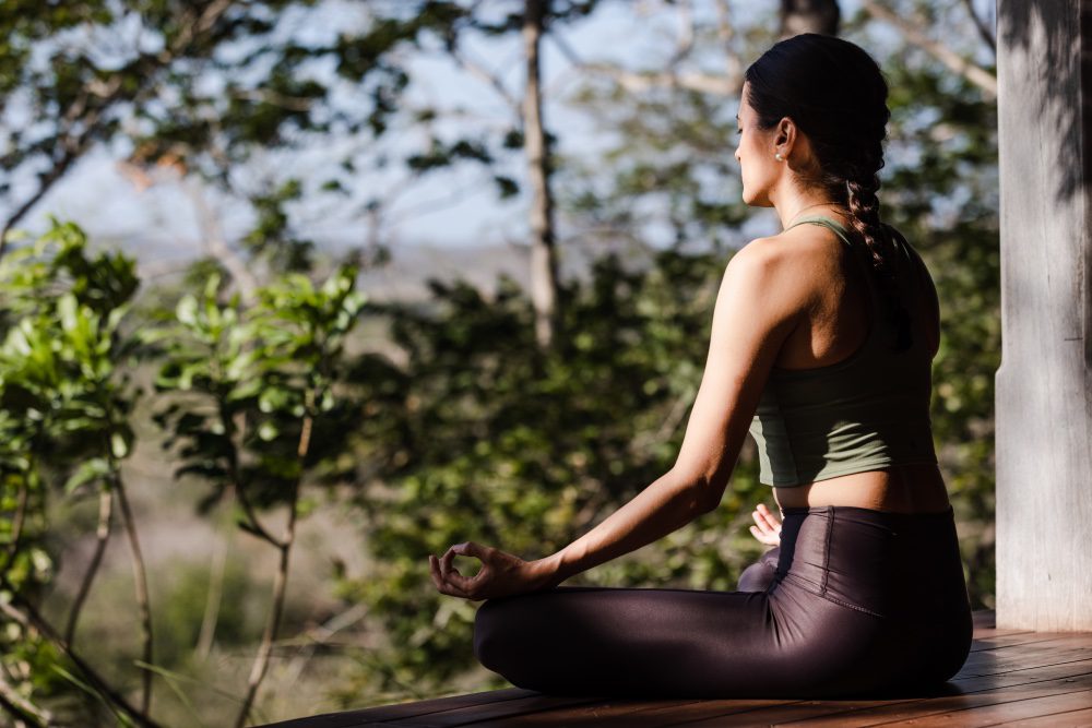 view of a yogi on the yoga platform at rancho santana