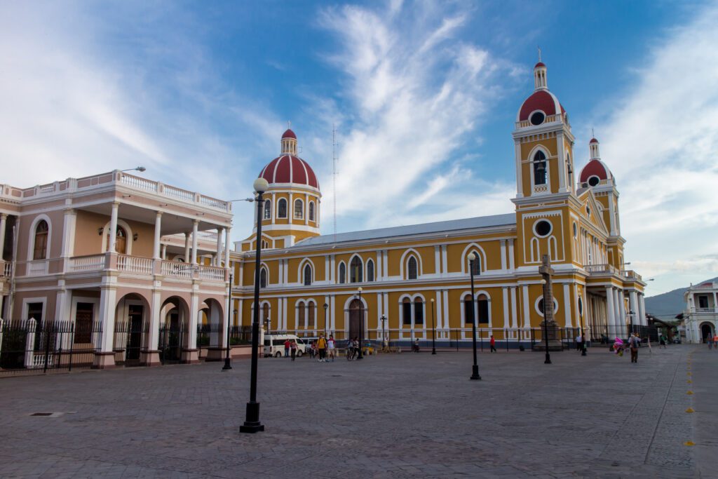 Granada, Nicaragua. Cathedral outdoors view on sunny day. Explore our itineraries or contact our Reservations Team directly